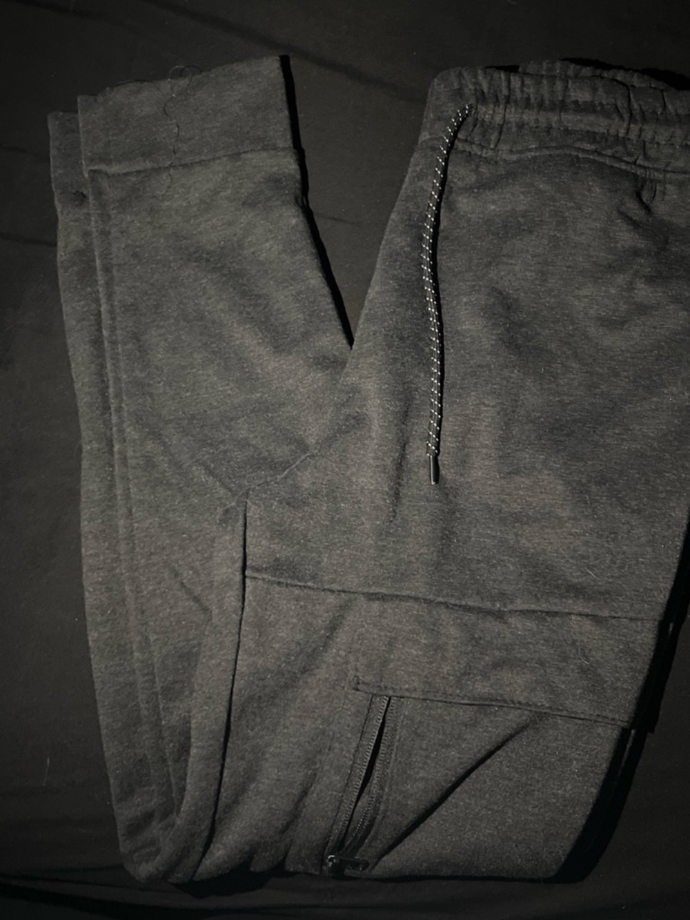 Essentials Charcoal Gray Men's Cargo Sweatpants with Drawcord